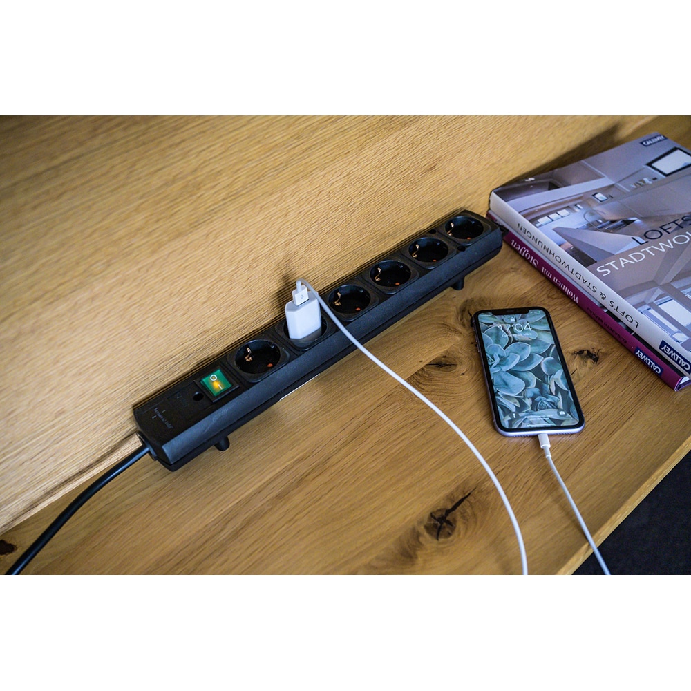 Prelungitor BRENNENSTUHL Comfort Line, 6 prize, 2m, negru