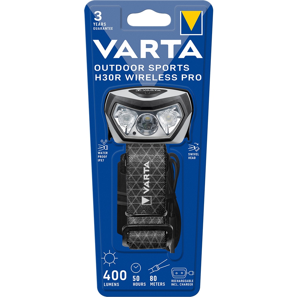 Lanterna VARTA Sport H30 Wireless Pro, 400lm, 1800 mAh, negru