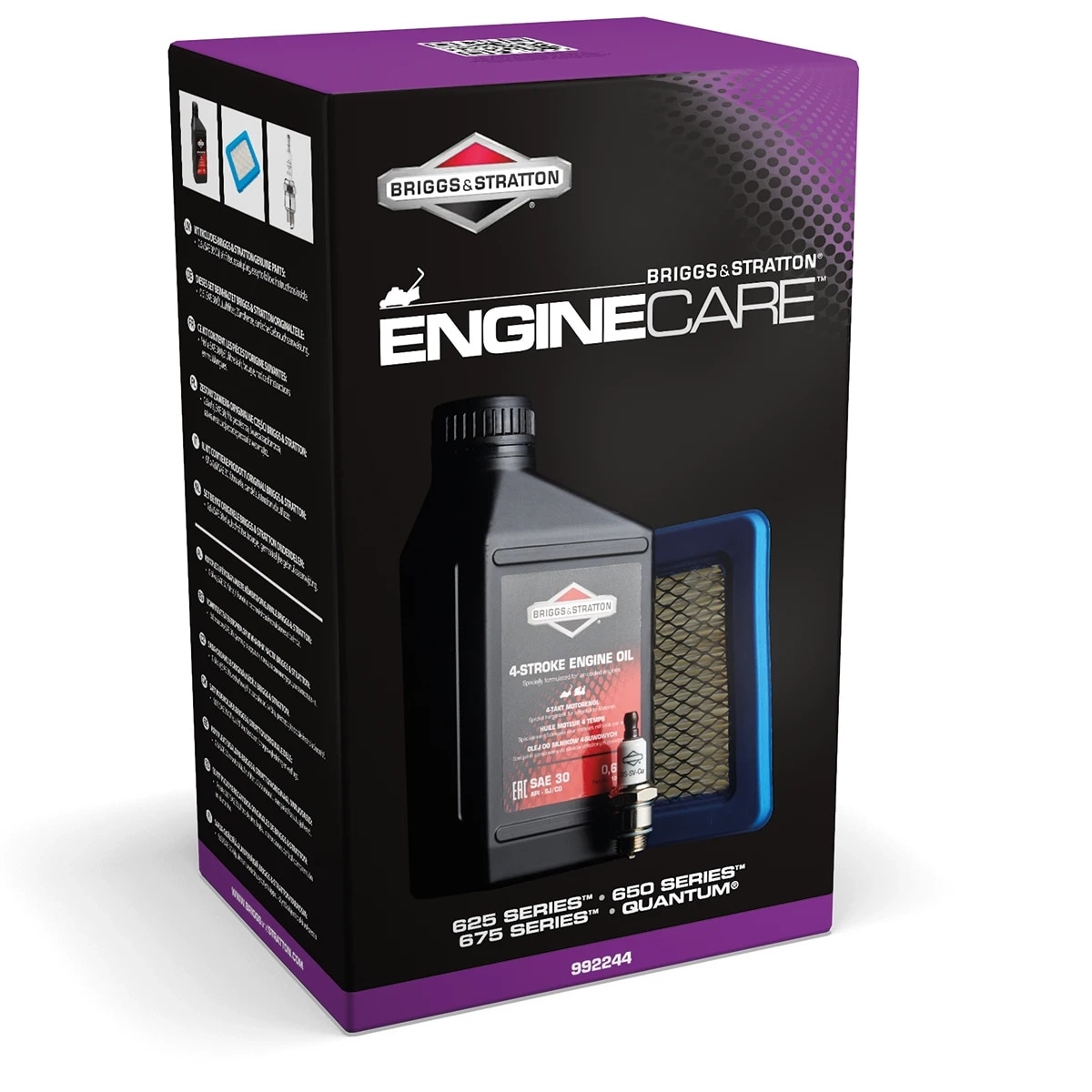 Kit intretinere motor BRIGGS & STRATTON, ulei motor SAE 30, filtru aer, bujie, 625, 650, 675 quantum