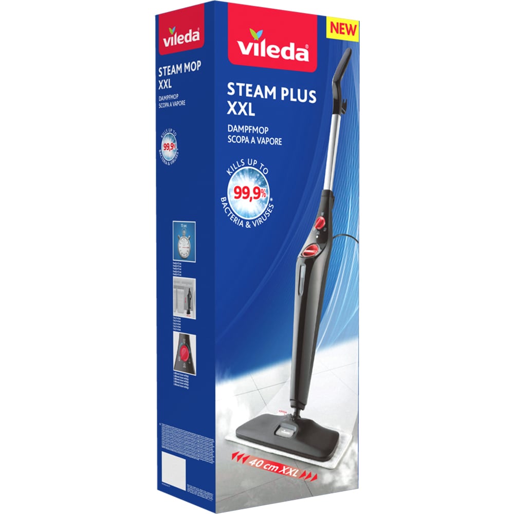 Mop cu aburi VILEDA Steam Plus XXL 3.0 46604X, 1000W, negru