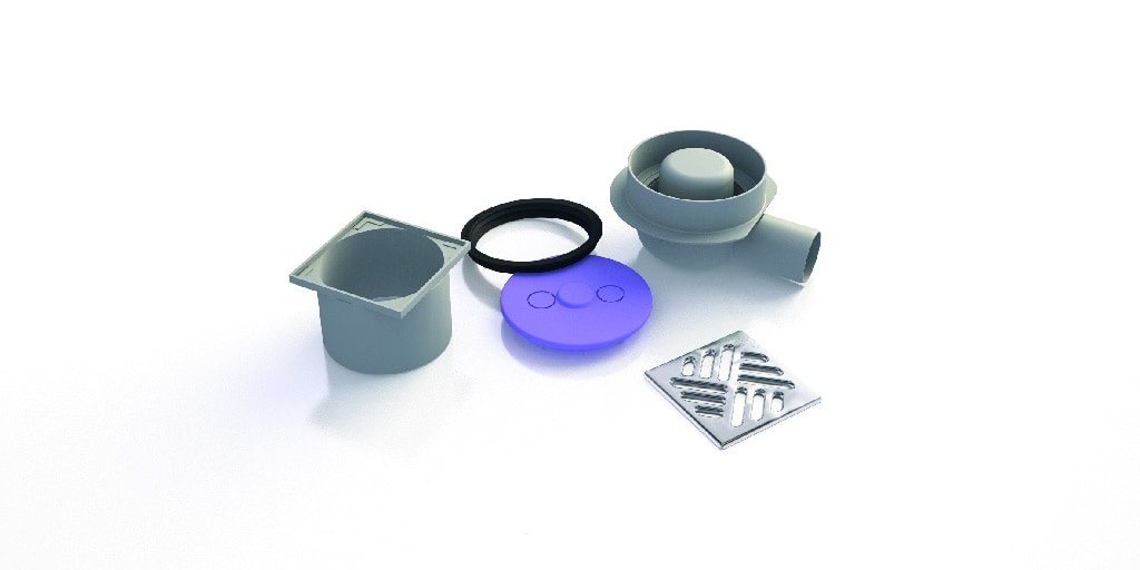 Scurgere orizontala cadita dus asimetrica, 18 x 11.5 x 0.85 cm, garantie 10 ani Qboard Liquid