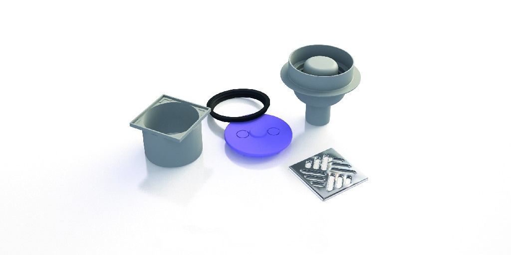 Scurgere verticala cadita dus asimetrica, 15.5 x 15.5 x 1.4 cm, garantie 10 ani  Qboard Liquid