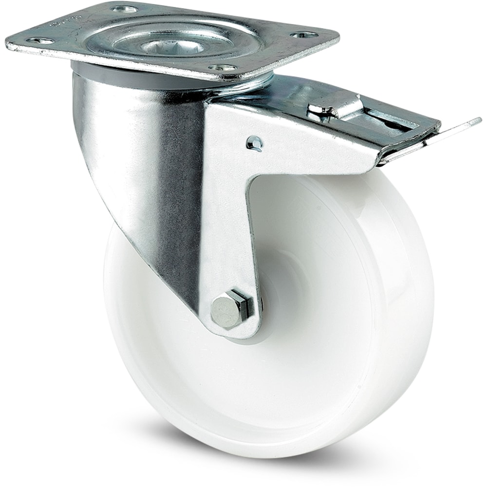 Roata pivotanta cu frana TENTE, poliamida, 125 mm, 250 kg, alb