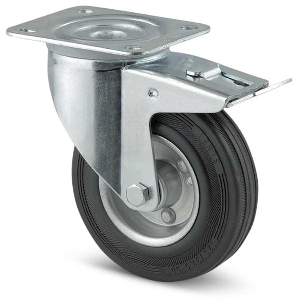 Roata pivotanta TENTE, cauciuc, 100 mm, 70 kg, negru
