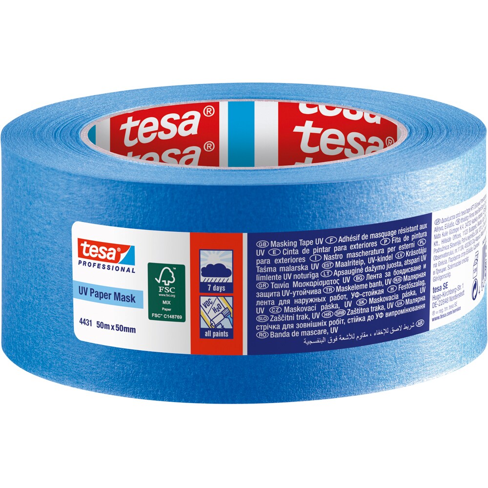 Banda mascare TESA, rezistenta UV, 50 mm x 50 m, albastru