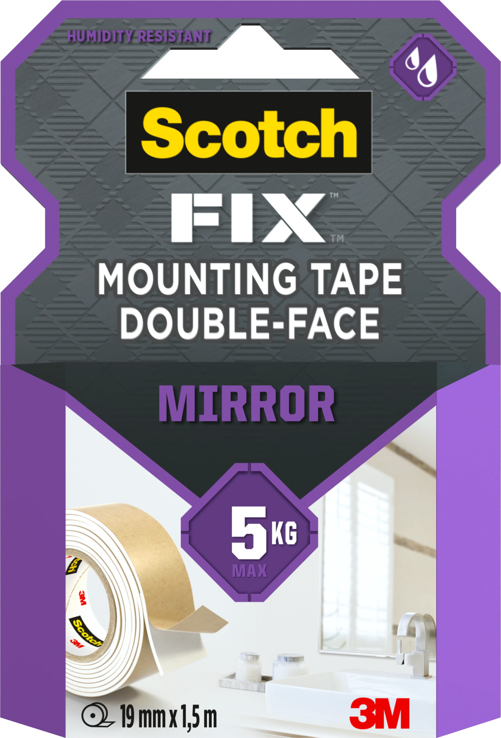 Banda montare oglinzi 1.9 cm x 1.5 m Bej Scotch