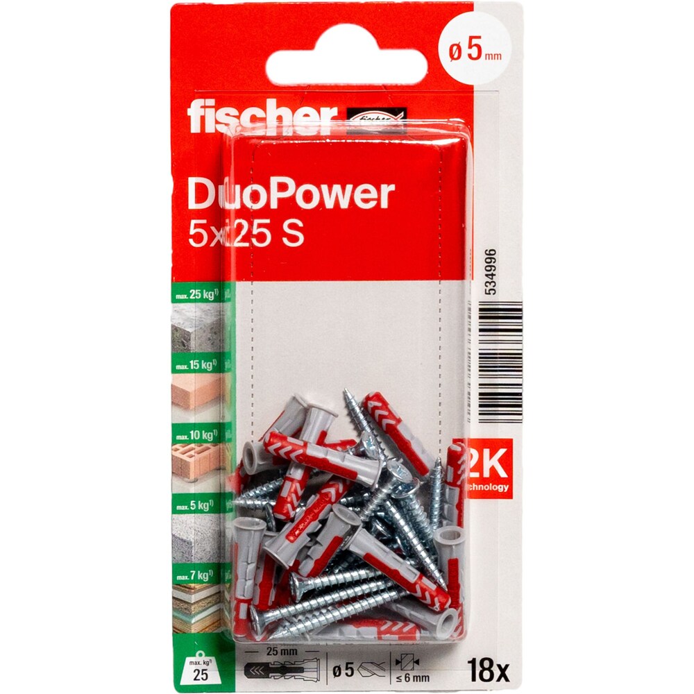 Surub cu diblu universal FISCHER DuoPower, 5 x 25mm, 25buc
