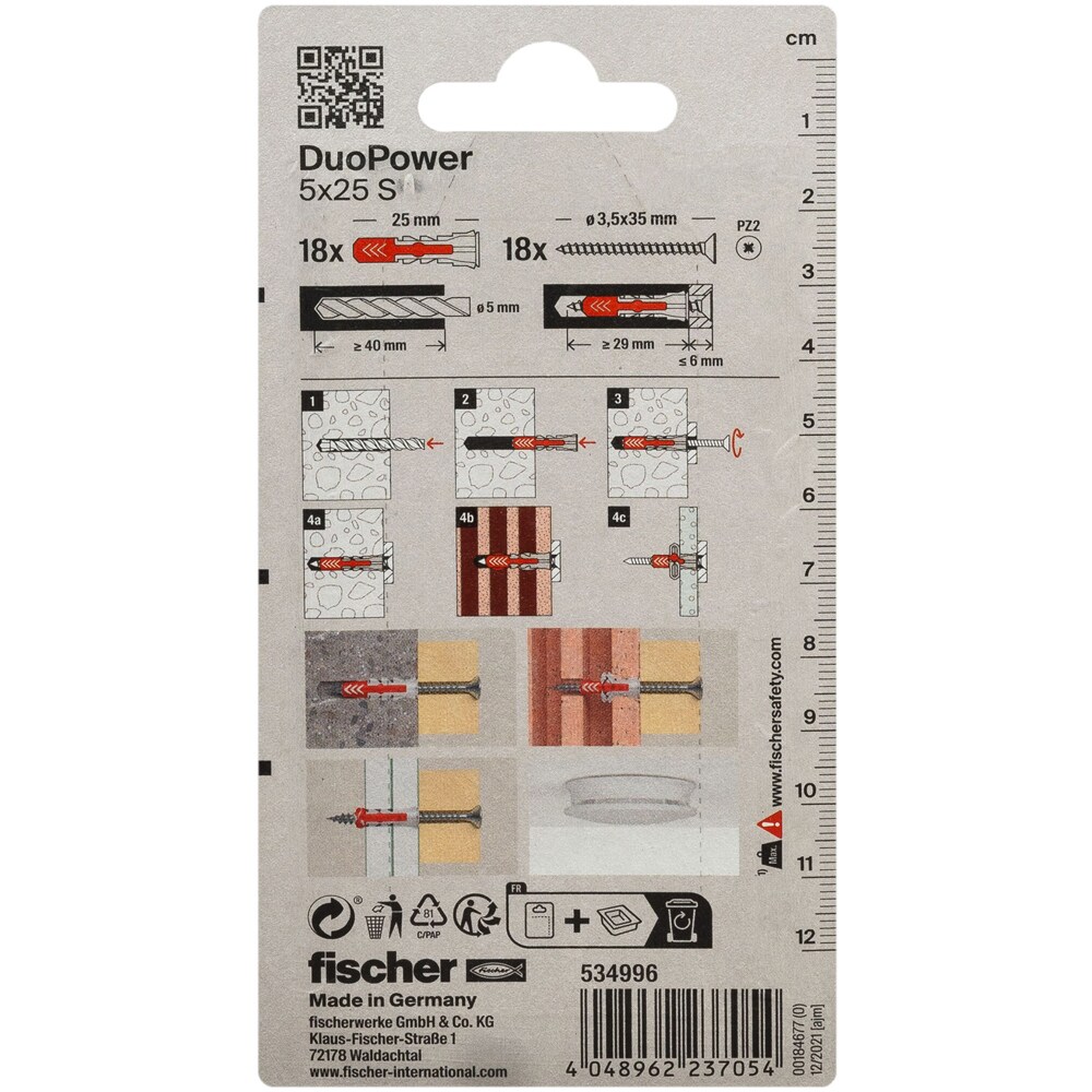 Surub cu diblu universal FISCHER DuoPower, 5 x 25mm, 25buc