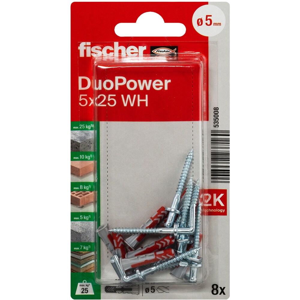 Surub cu diblu universal FISCHER DuoPower, 5 x 35mm, 8buc