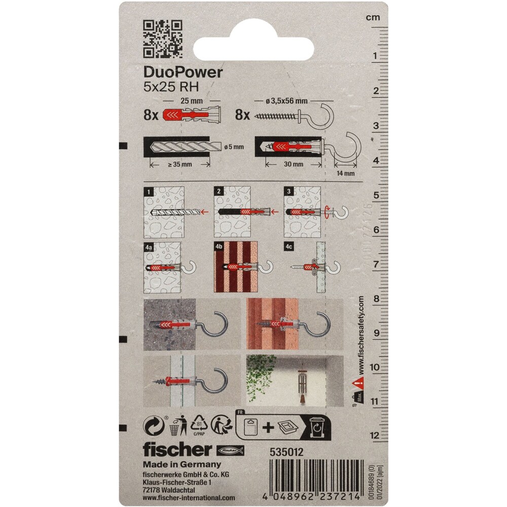 Surub cu diblu universal FISCHER DuoPower, 5 x 40mm, 8buc