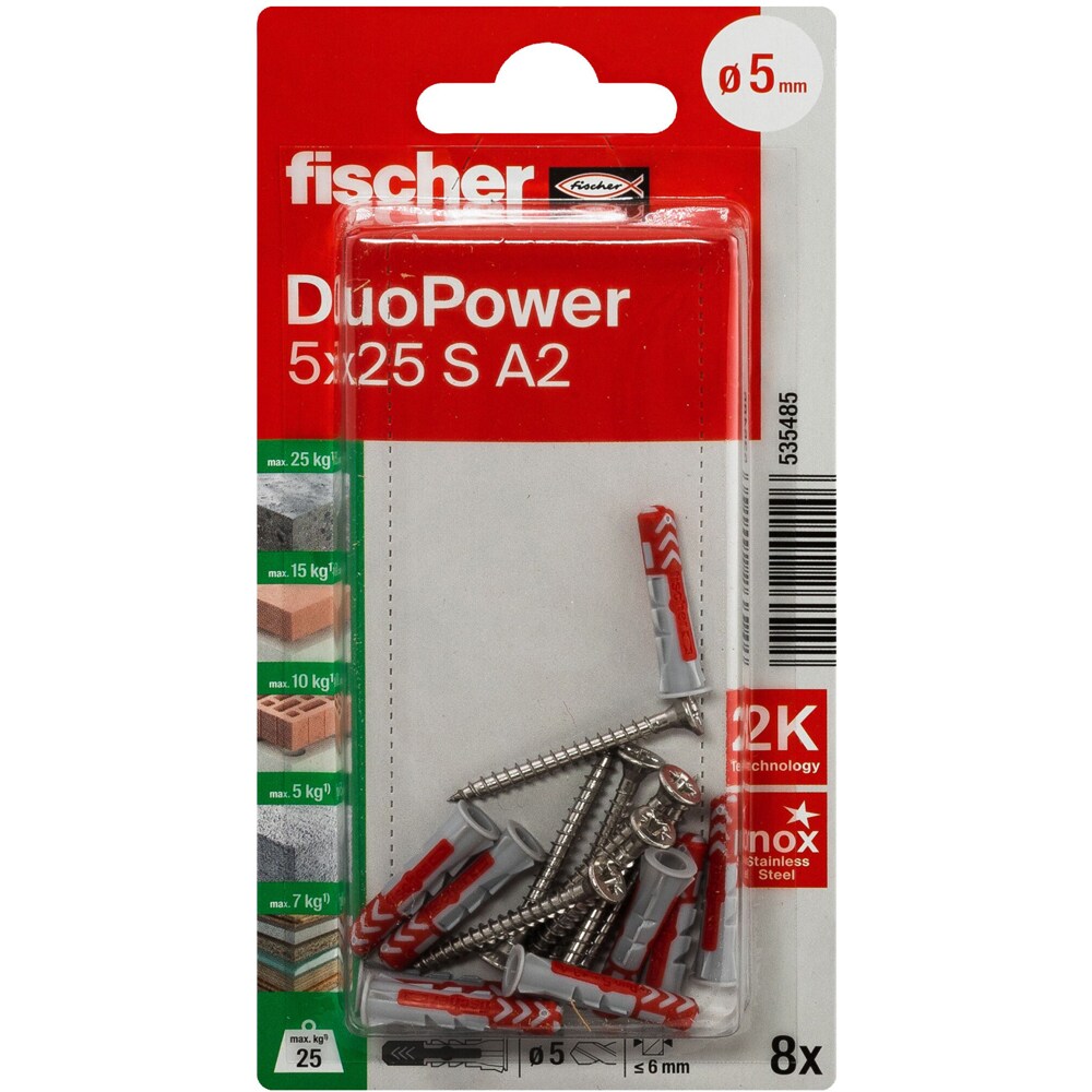 Surub cu diblu universal FISCHER DuoPower, 5 x 30mm, 8buc