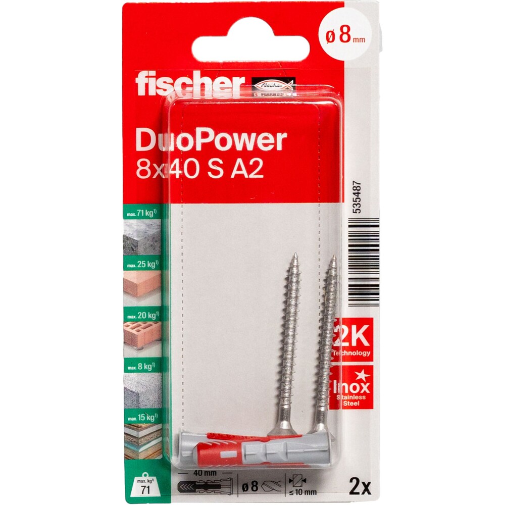 Surub cu diblu universal FISCHER DuoPower, 8 x 45mm, 2buc