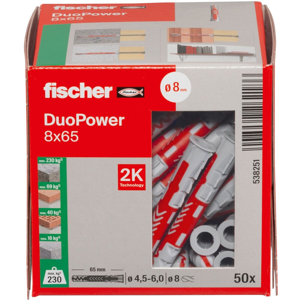 Diblu universal FISCHER DuoPower, 8 x 65mm, 50buc