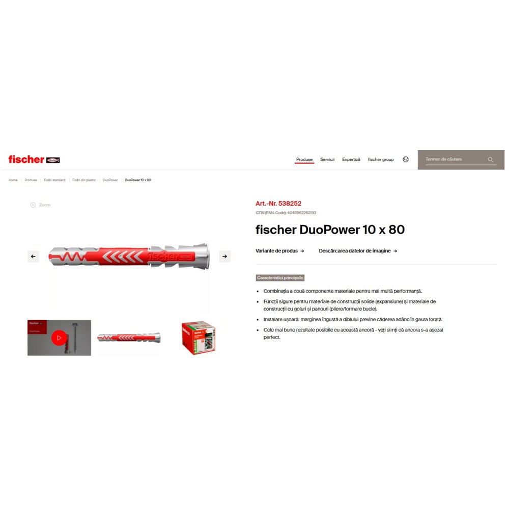 Diblu universal FISCHER DuoPower, 10 x 80mm, 25buc