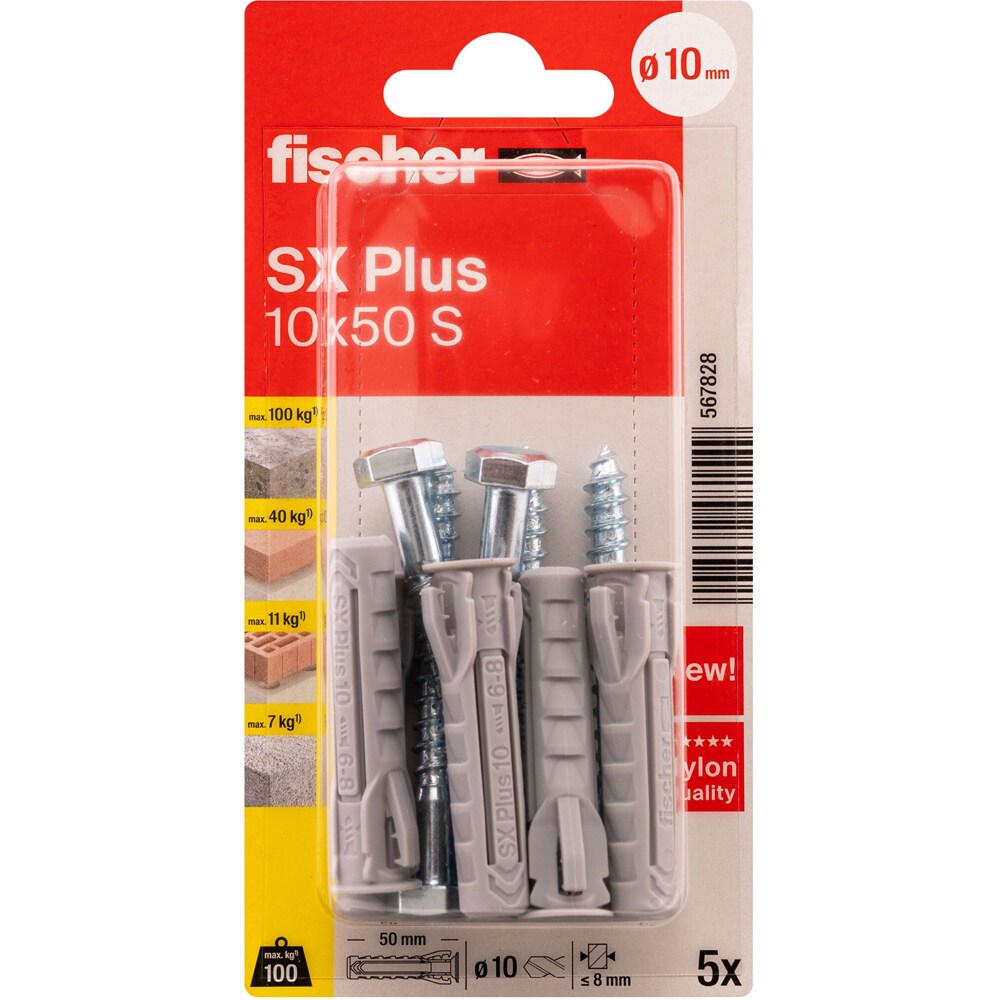 Surub cu diblu beton FISCHER SX, 10 x 60mm, 5buc