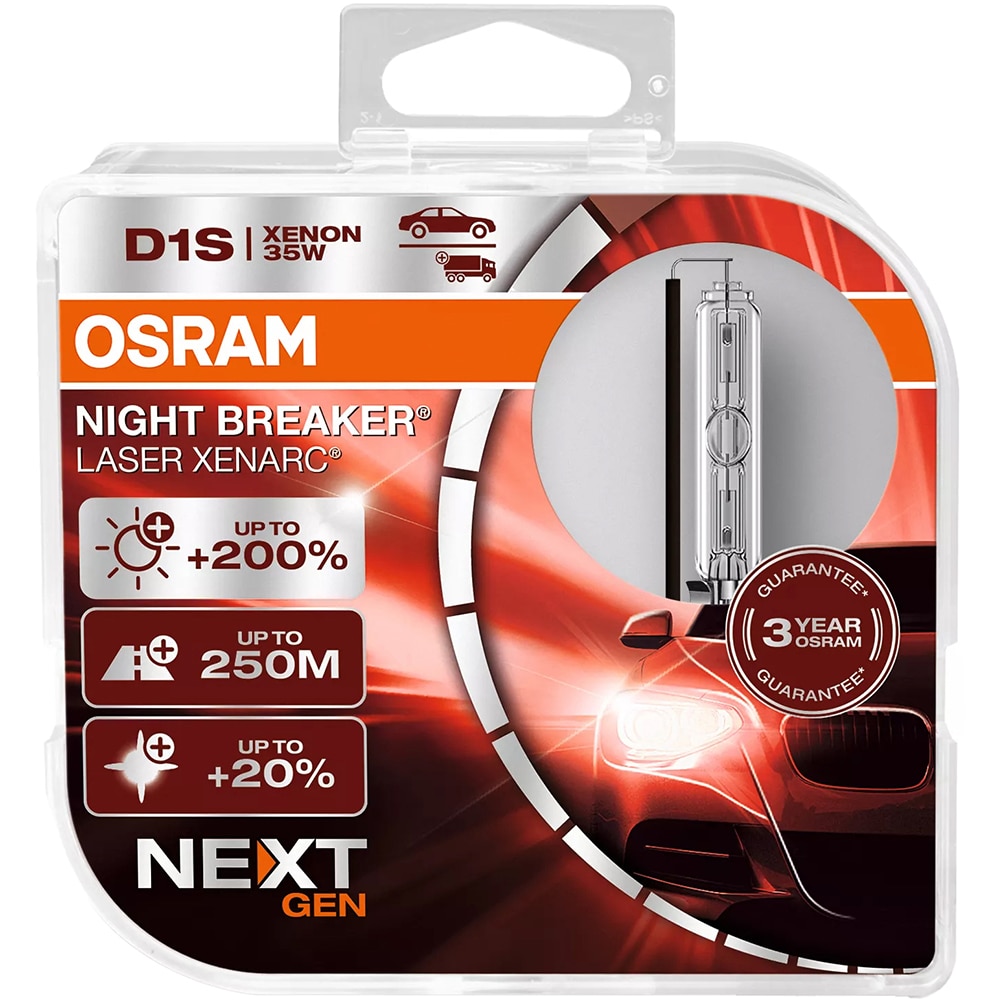 Bec auto Xenon OSRAM Night Breaker Laser, D1S, 4500K, 35W, 12V, 2buc