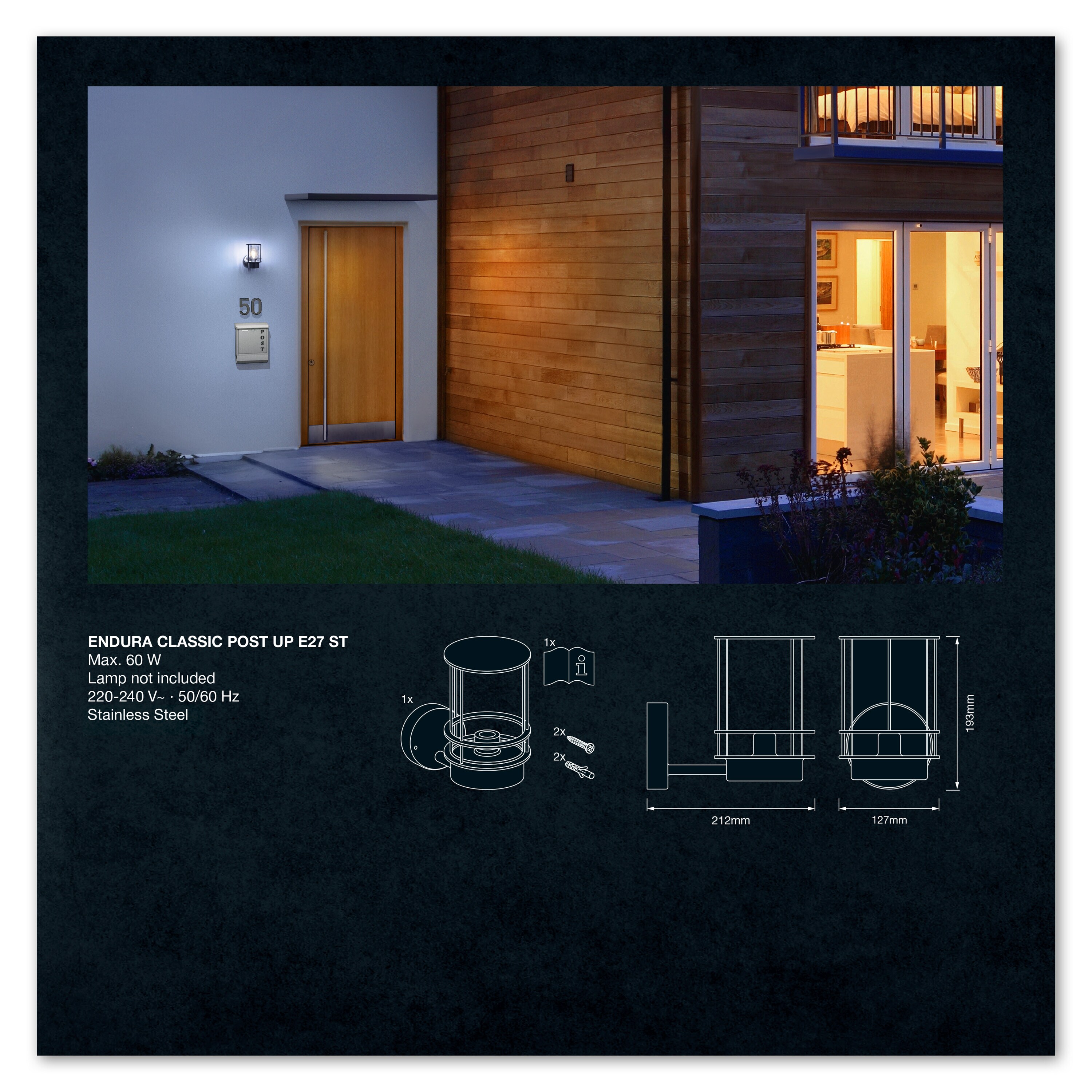 Lampa De Ext Otel Inoxidabil