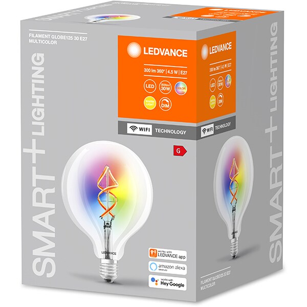 Bec LED Smart Vintage LEDVANCE 4058075609938, E27, 4.5W, 300lm, Bluetooth, Wi-Fi, lumina calda, compatibil Alexa, Google Assistant