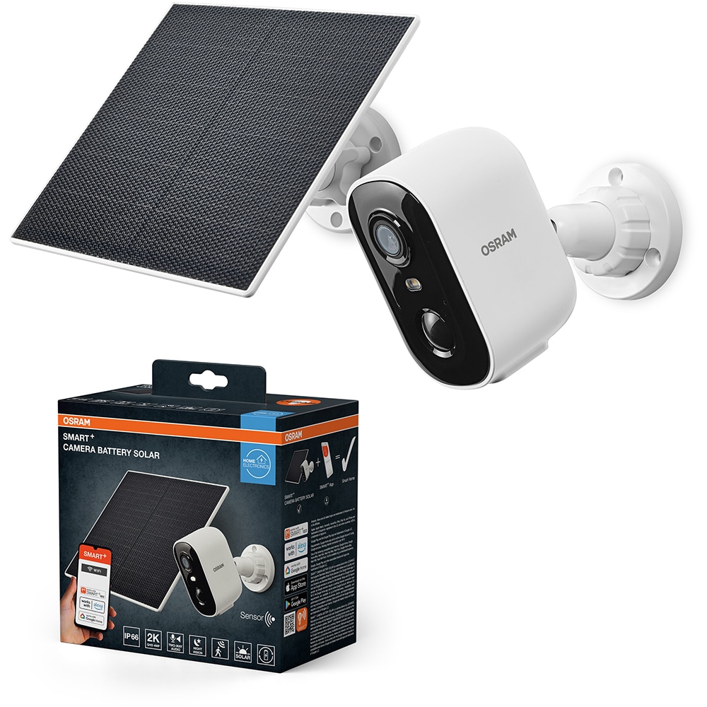 Camera IP Wireless OSRAM Smart+, 2K QHD, 4MP, panou solar, IR, Night Vision, alb