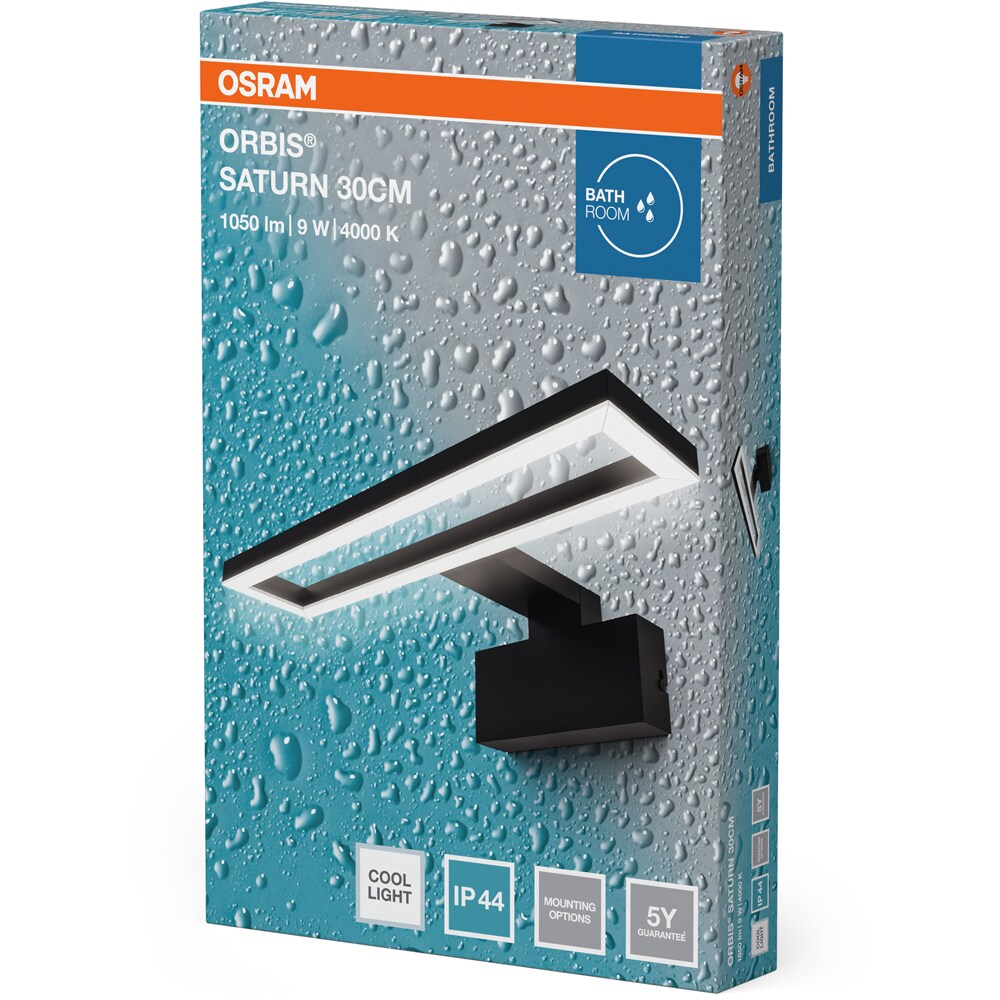 Aplica LED OSRAM Saturn, 9W, 1050lm, 4000K, IP44, negru