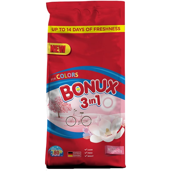 Detergent automat BONUX 3IN1 Color Pure Magnolia, 8Kg, 80 spalari