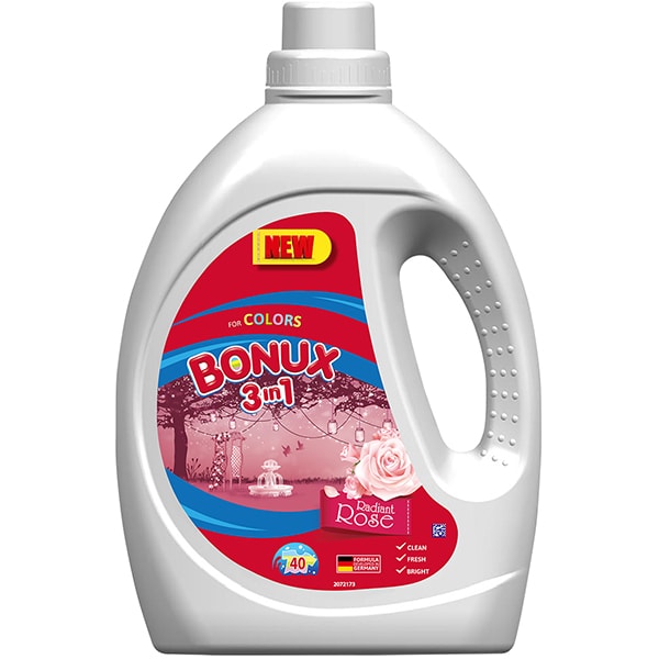 Detergent lichid BONUX 3IN1 Color rose, 2.2L, 40 spalari