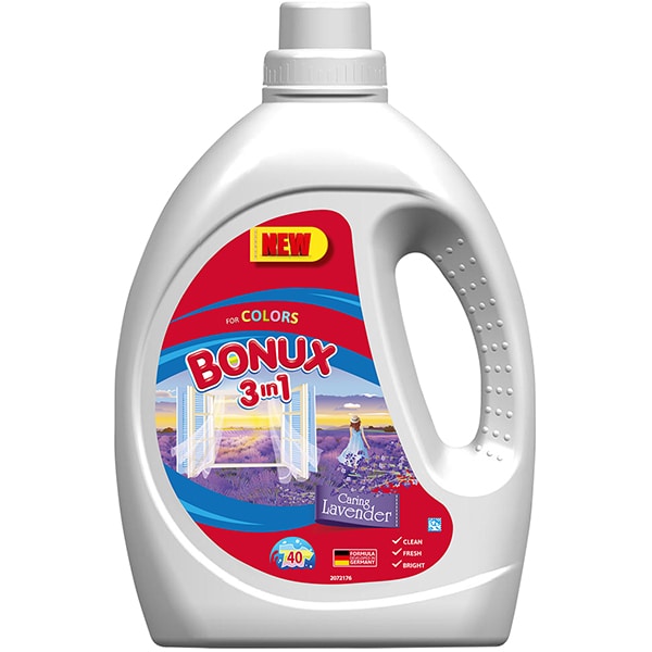 Detergent lichid BONUX 3IN1 Color Caring Lavender, 2.2L, 40 spalari