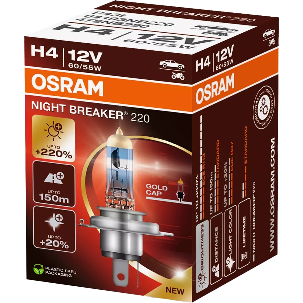 Bec auto Halogen OSRAM Night Breaker, H4, 6000K, 19W, 12V, 1buc