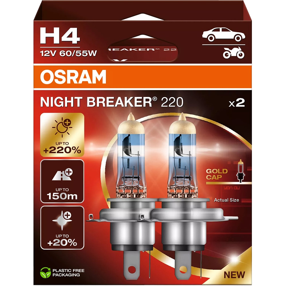 Bec auto Halogen OSRAM Night Breaker, H4, 6000K, 5W, 12V, 2buc