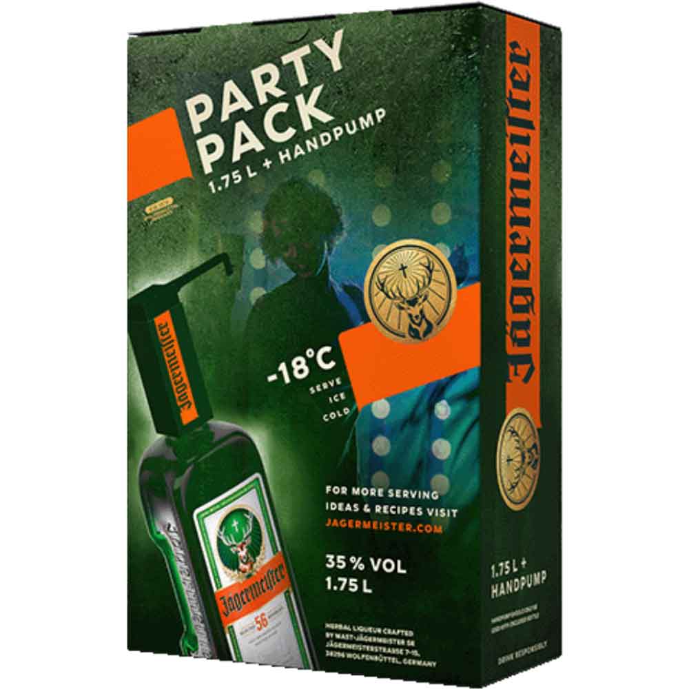 Set Lichior Jagermister Party, 1.75L + 2 shots + pompa sticla