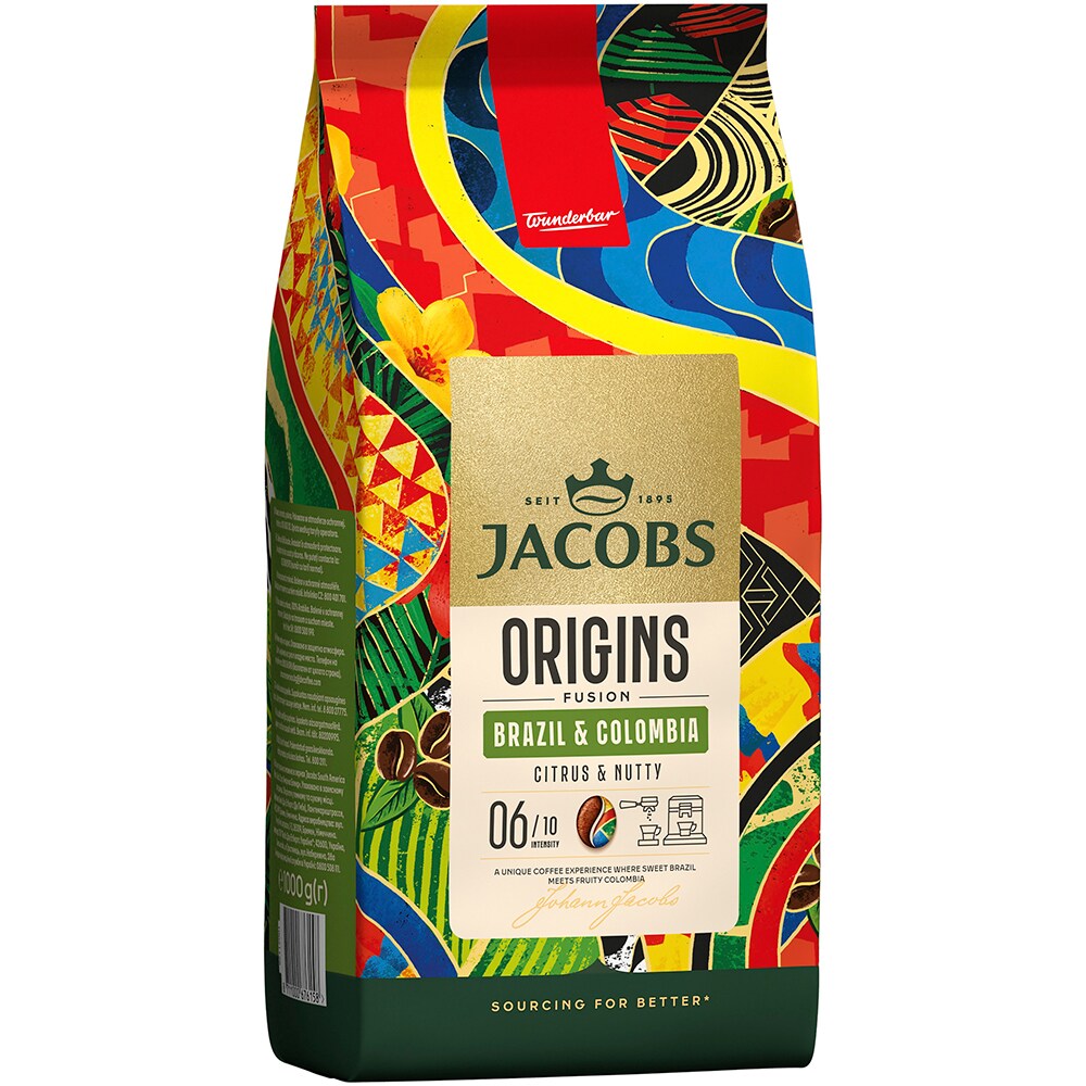 Cafea boabe JACOBS Origins Brazilia & Columbia, 1000g