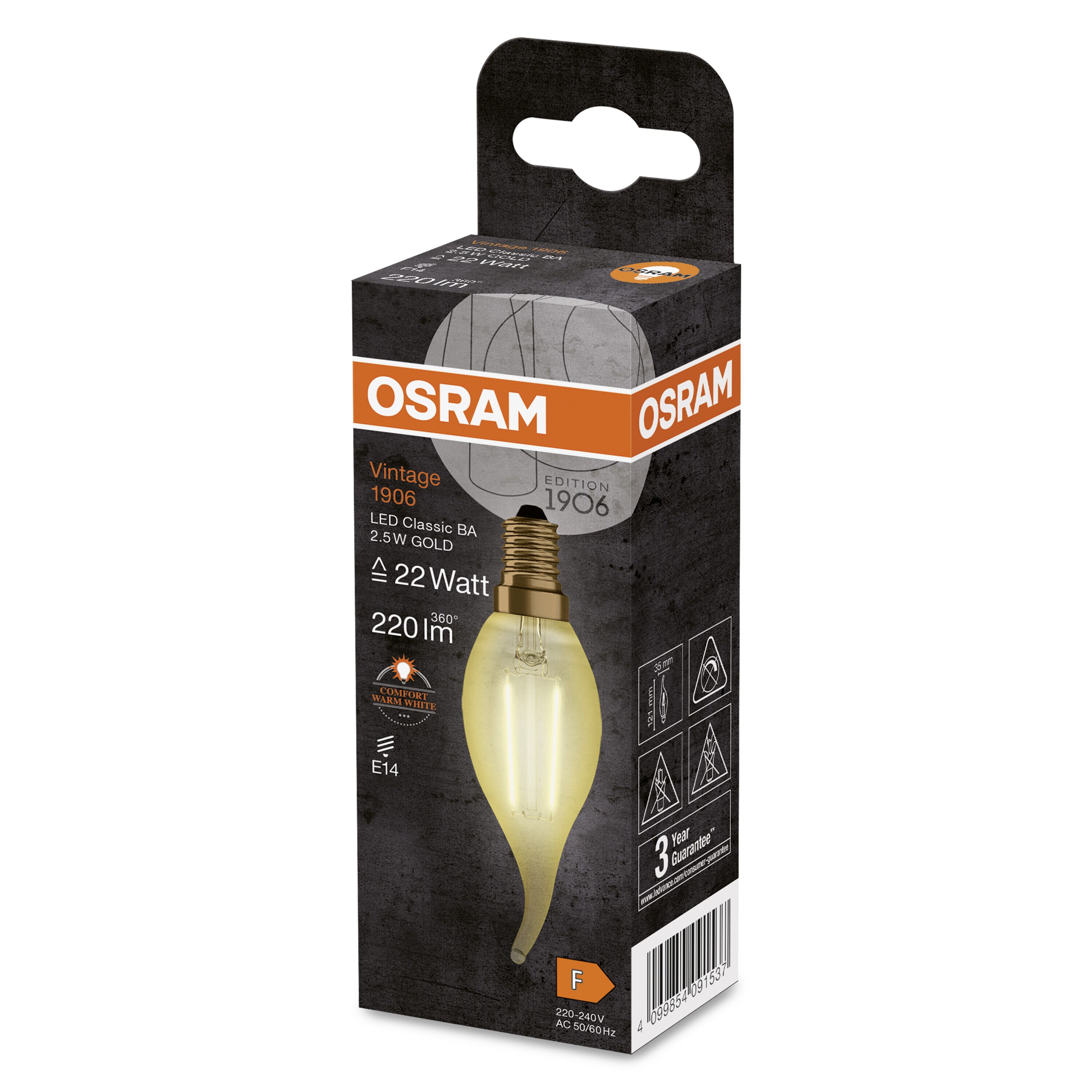 Bec Decorativ Rustic Led OSRAM, 2.5W, E14, 220lm, 2400K