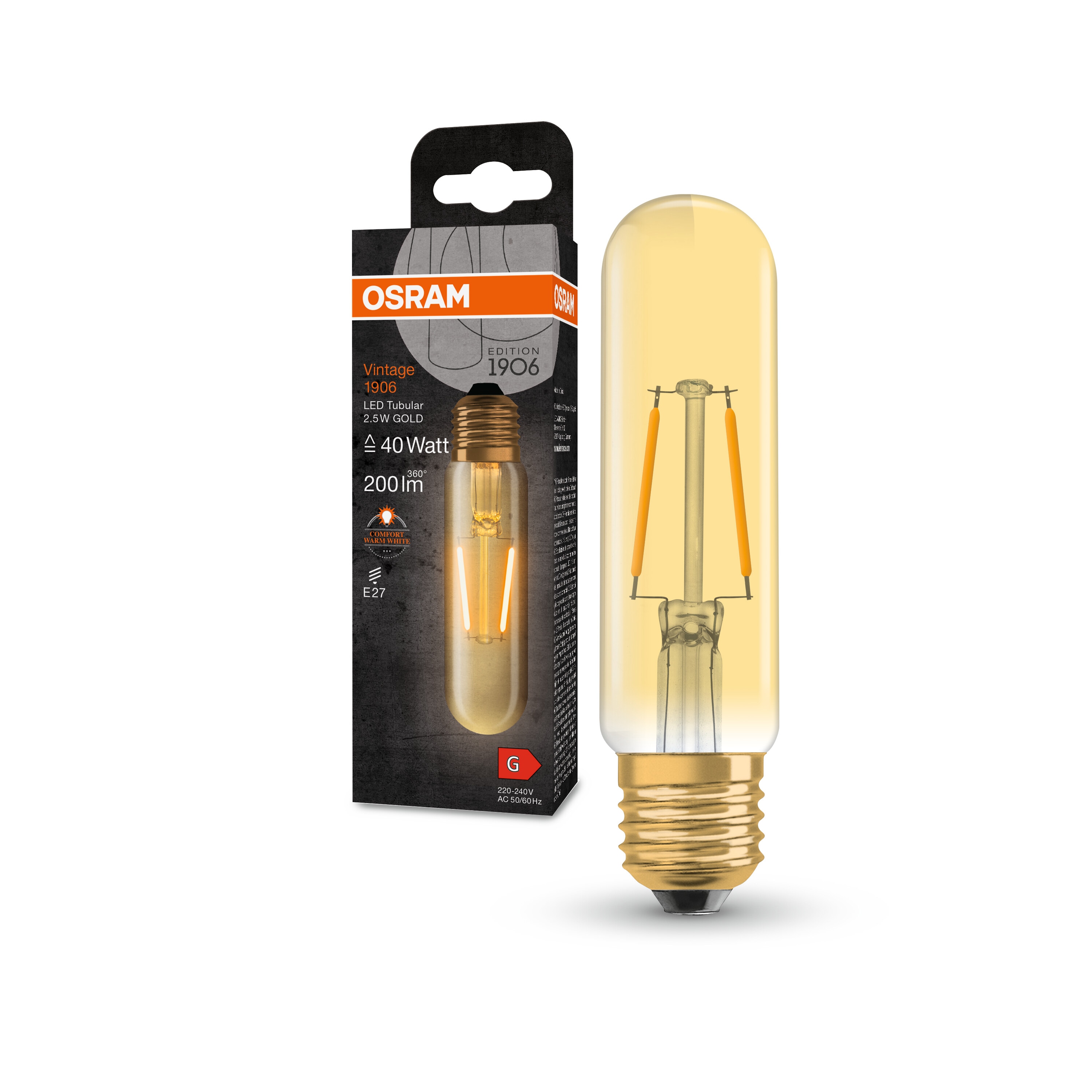 Bec Decorativ Rustic Led OSRAM AC32481, 2.5W, E27, 200lm, 2700K