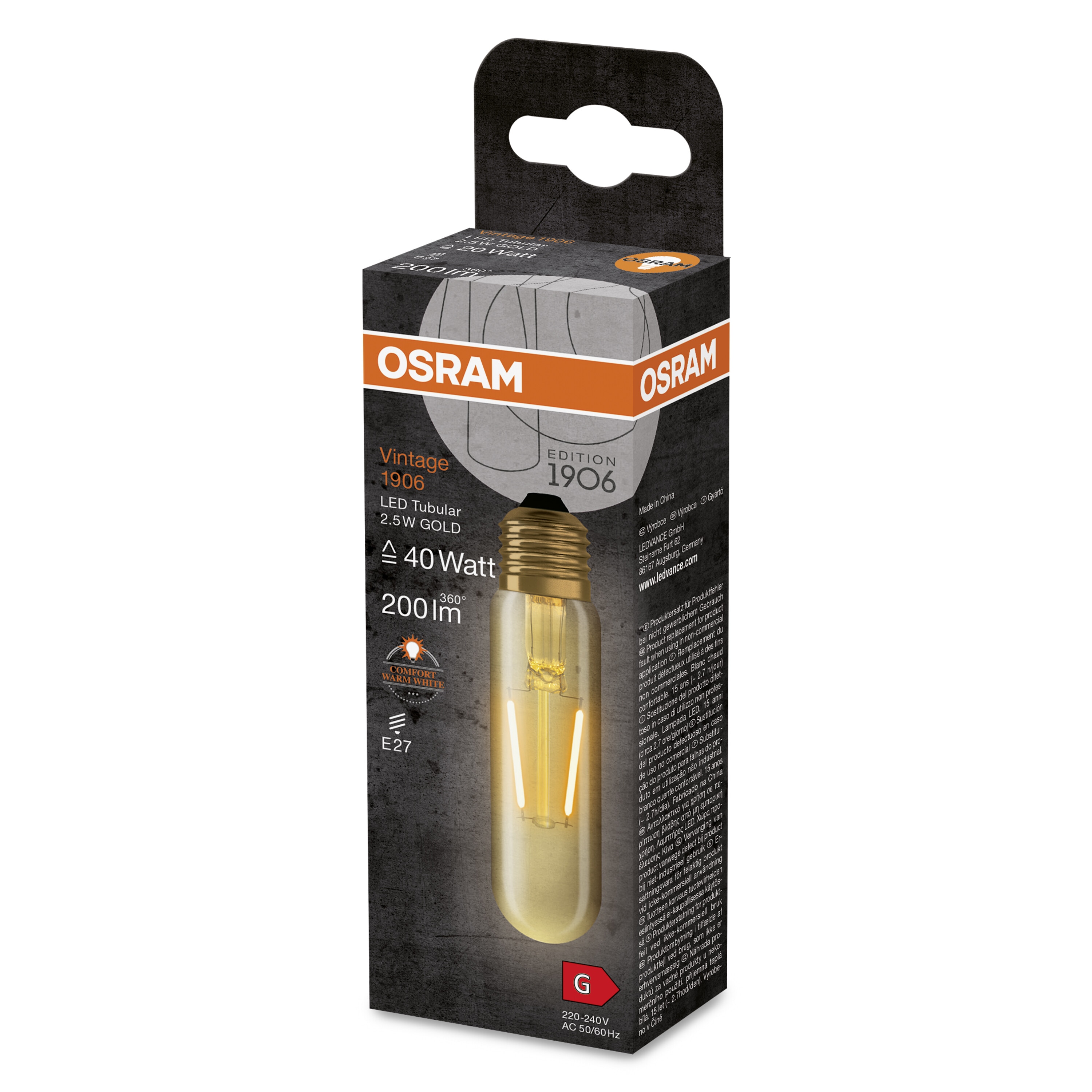 Bec Decorativ Rustic Led OSRAM AC32481, 2.5W, E27, 200lm, 2700K