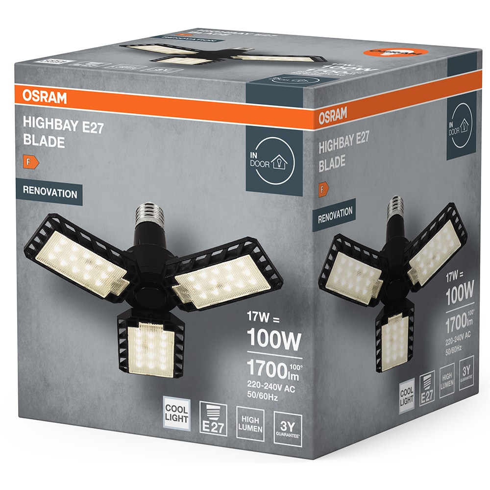Plafoniera cu LED integrat OSRAM, E27, 17W, 1700lm, negru