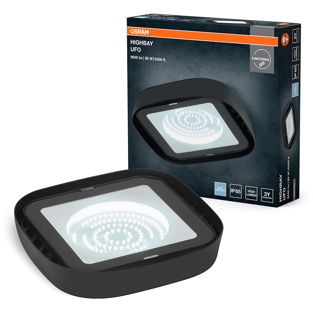 Proiector LED OSRAM Highbay Ufo, 80W, 6500K, IP65, negru