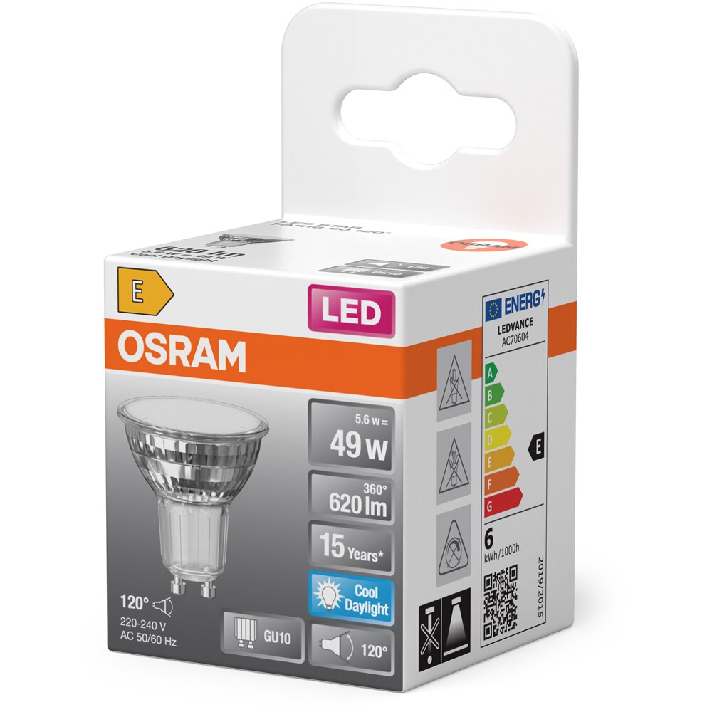 Bec LED OSRAM, GU10, 5.6W, 620lm, lumina rece