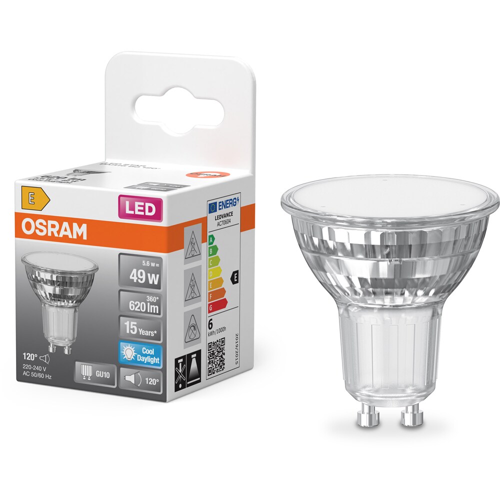 Bec LED OSRAM, GU10, 5.6W, 620lm, lumina rece