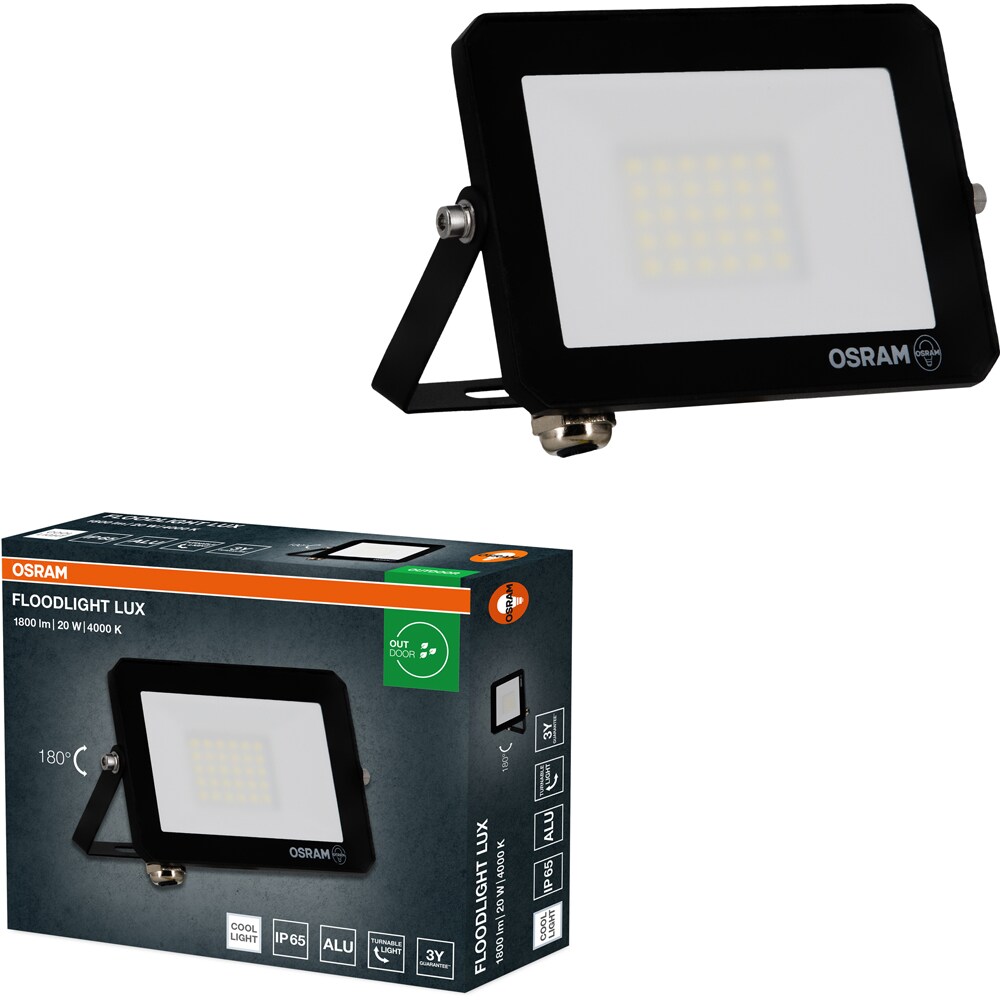 Proiector LED OSRAM Lux, 20W, 1800lm, 4000K, IP65, Negru