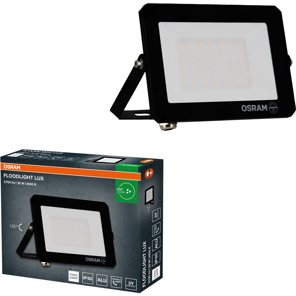 Proiector LED OSRAM Lux, 30W, 2700lm, 4000K, IP65, Negru