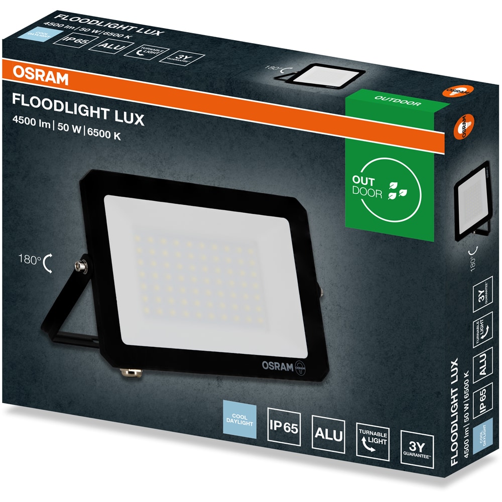 Proiector LED OSRAM Lux, 50W, 6500K, IP65, negru