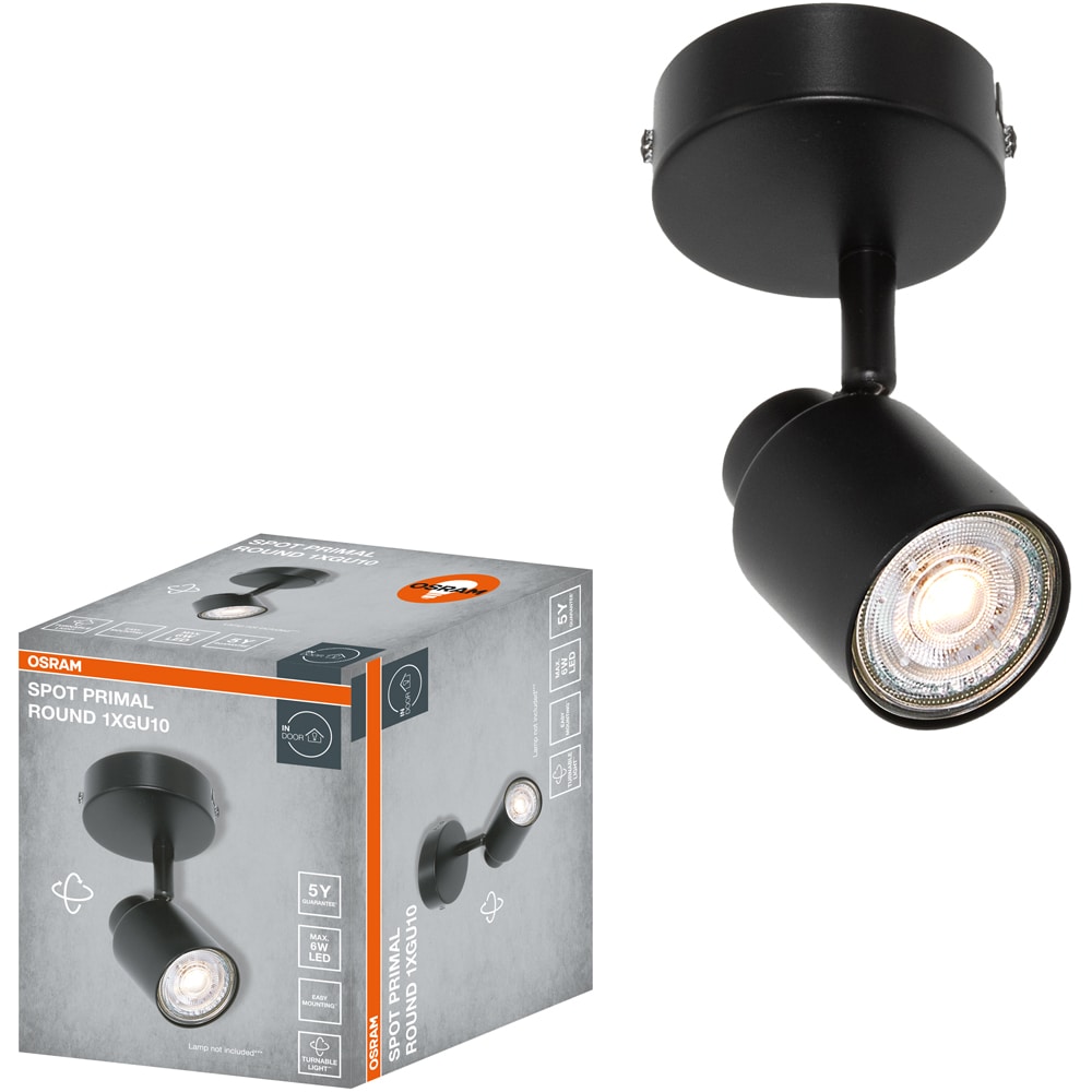 Spot OSRAM Primal, 1 x GU10, 6W, LED, IP20, negru