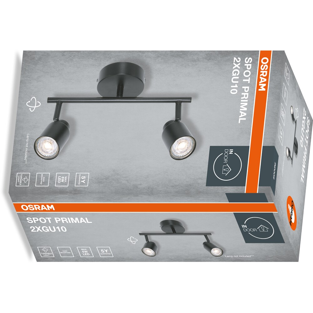 Spot OSRAM Primal, 2 x GU10, 6W, LED, IP20, negru