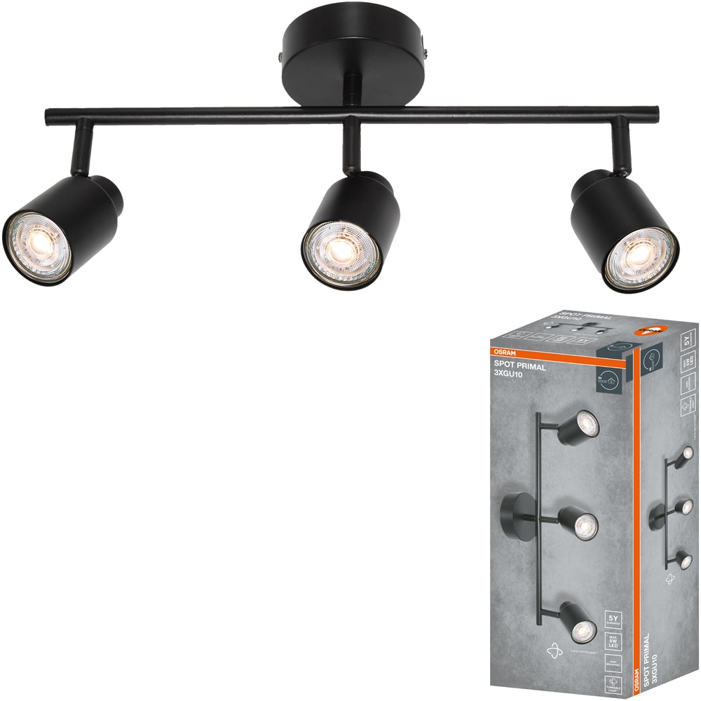 Spot OSRAM Primal, 3 x GU10, 6W, LED, IP20, negru