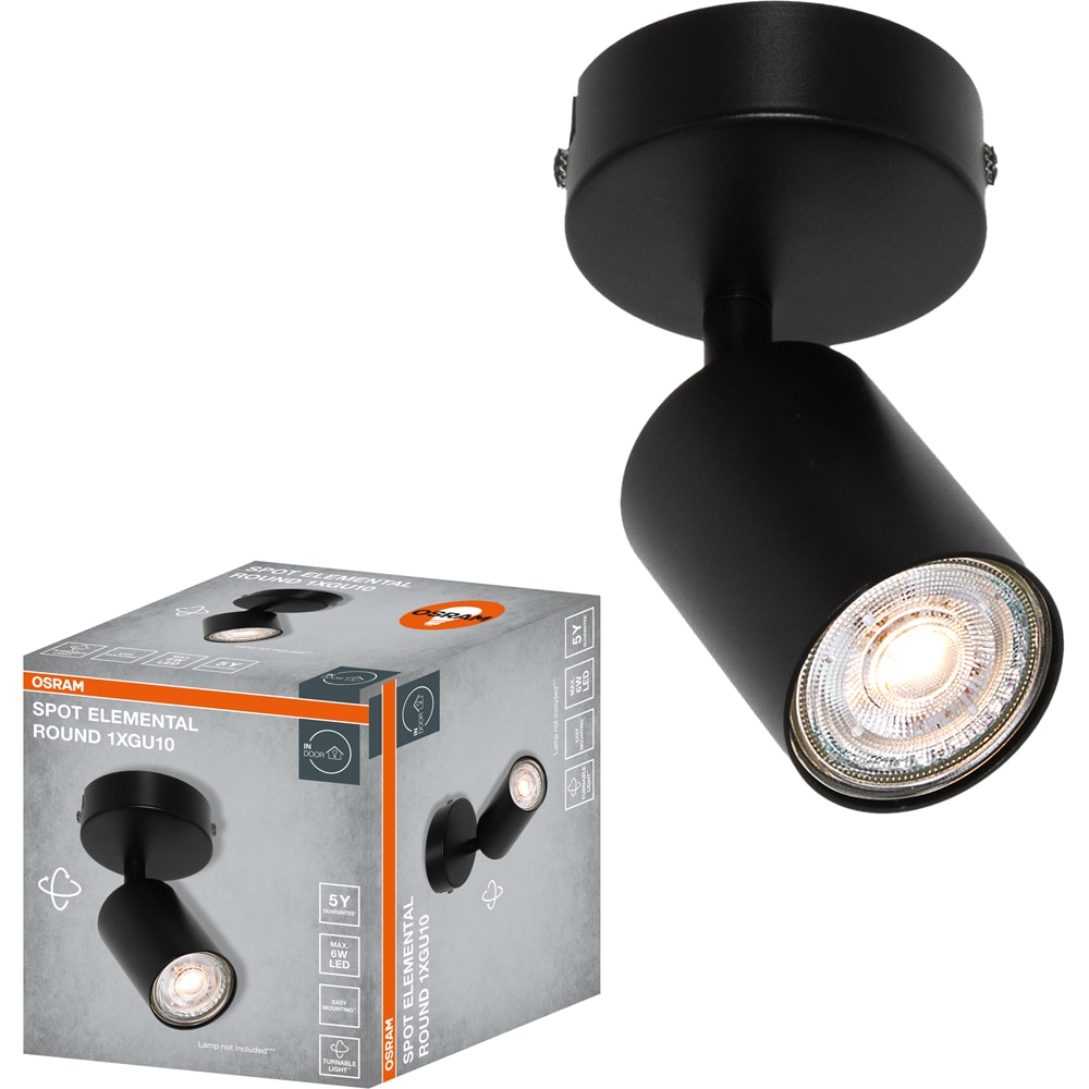 Spot OSRAM Elemental, 1 x GU10 6W, LED IP20, negru
