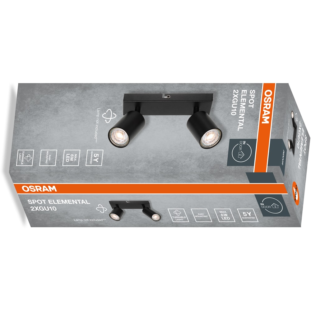 Spot OSRAM Elemental, 2 x GU10 6W, LED IP20, negru