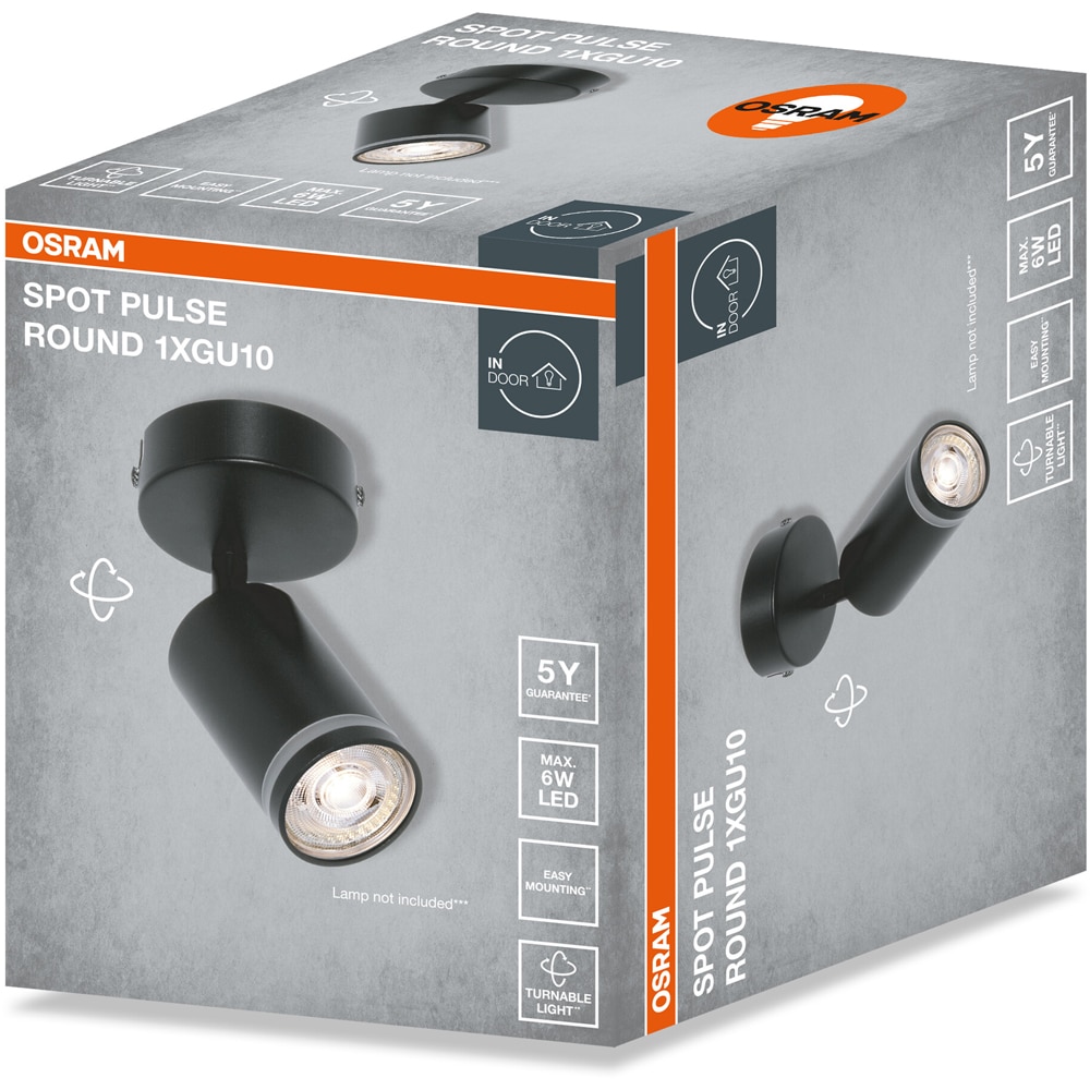 Spot OSRAM Pulse, 1 x GU10, 6W, LED, IP20, negru