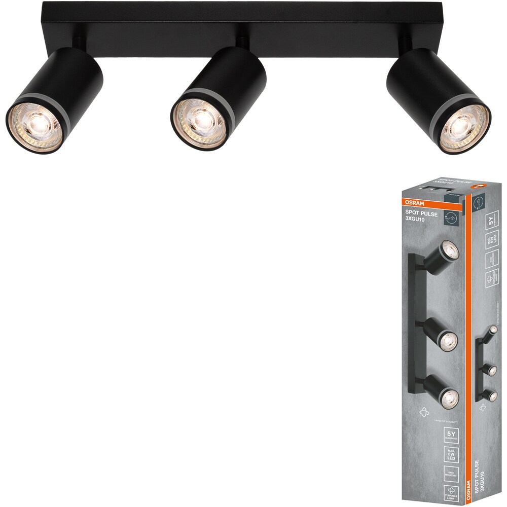 Spot OSRAM Pulse, 3 x GU10, 6W, LED, IP20, negru