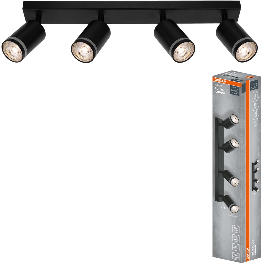 Spot OSRAM Pulse, 4 x GU10, 6W, LED, IP20, negru