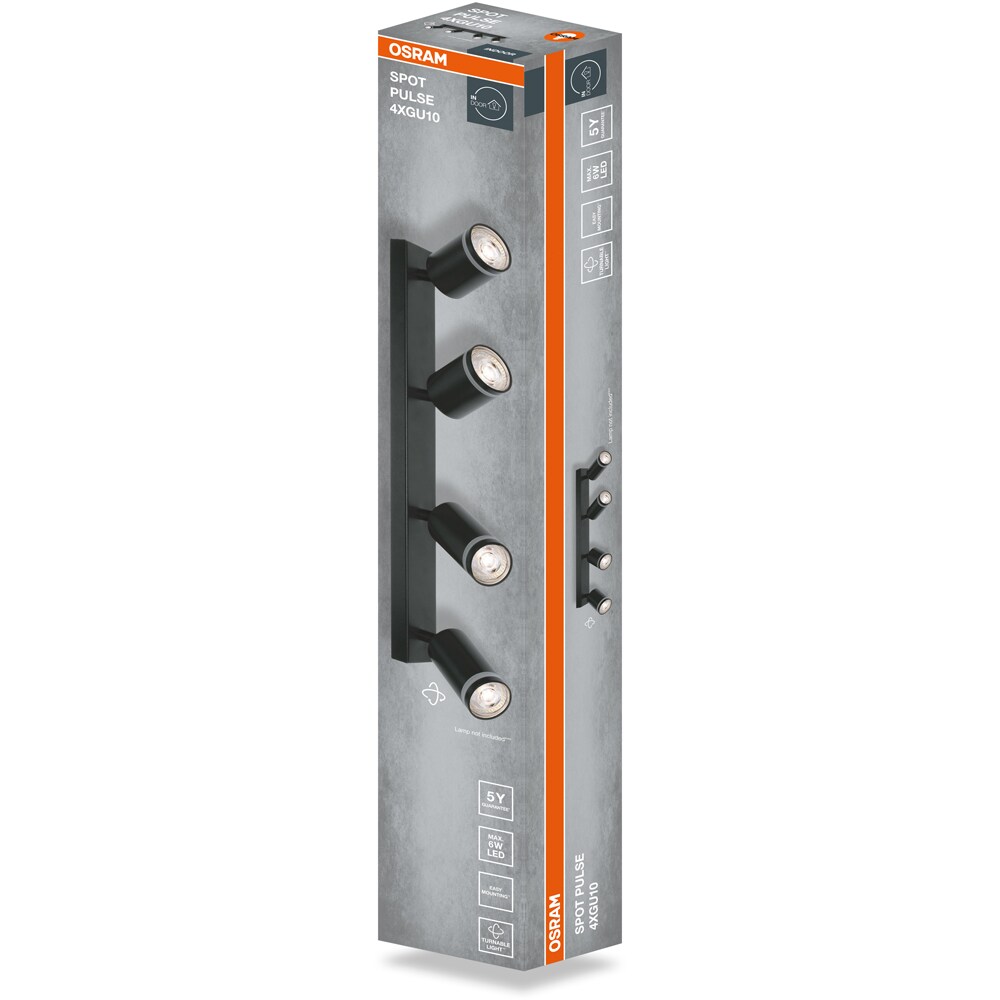 Spot OSRAM Pulse, 4 x GU10, 6W, LED, IP20, negru
